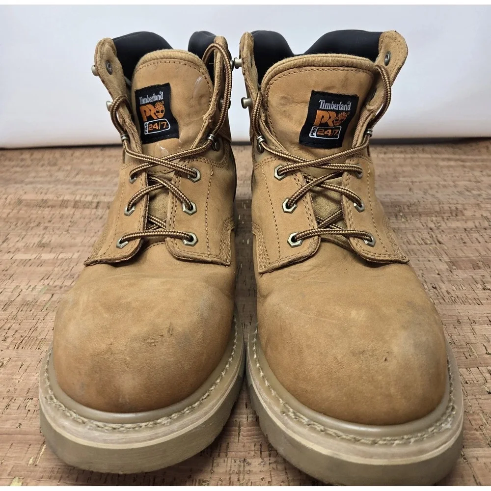 Timberland Boots Mens 12M Pro Pit Boss Soft Toe Work Wheat Construction Shop